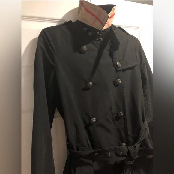 Burberry Brit Balmoral Black Double Breasted Wool Liner Belt Trench Coat Jacket! - Picture 6 of 12